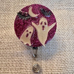 Halloween Retractable Badge Holder, Bats and Ghost Badge Reel