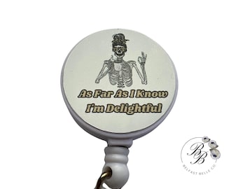 Delightful Skeleton Retractable Badge Reel - Funny Nurse/Teacher Gift