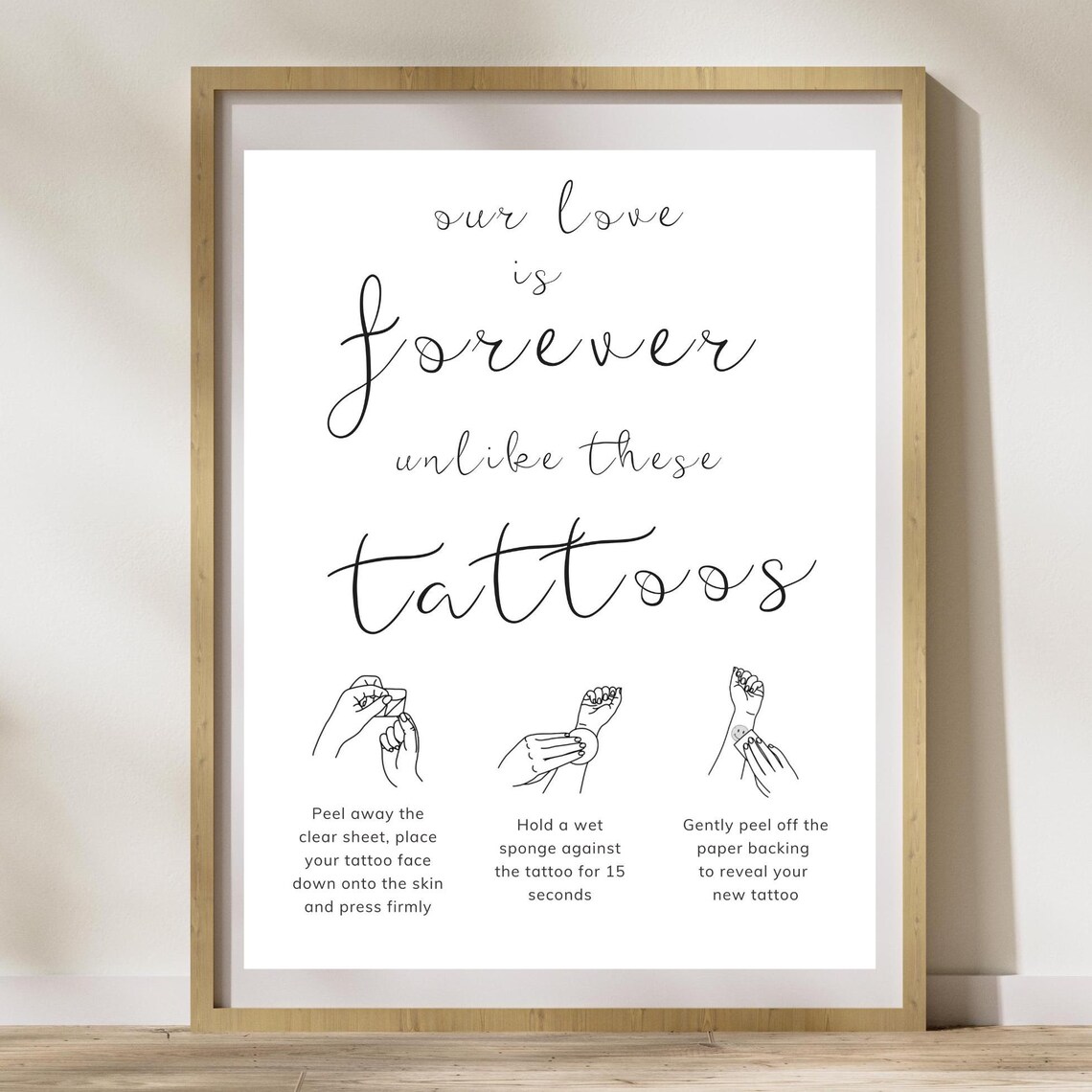 Temporary Tattoo Instructions Wedding Sign | Digital Printable Download ...