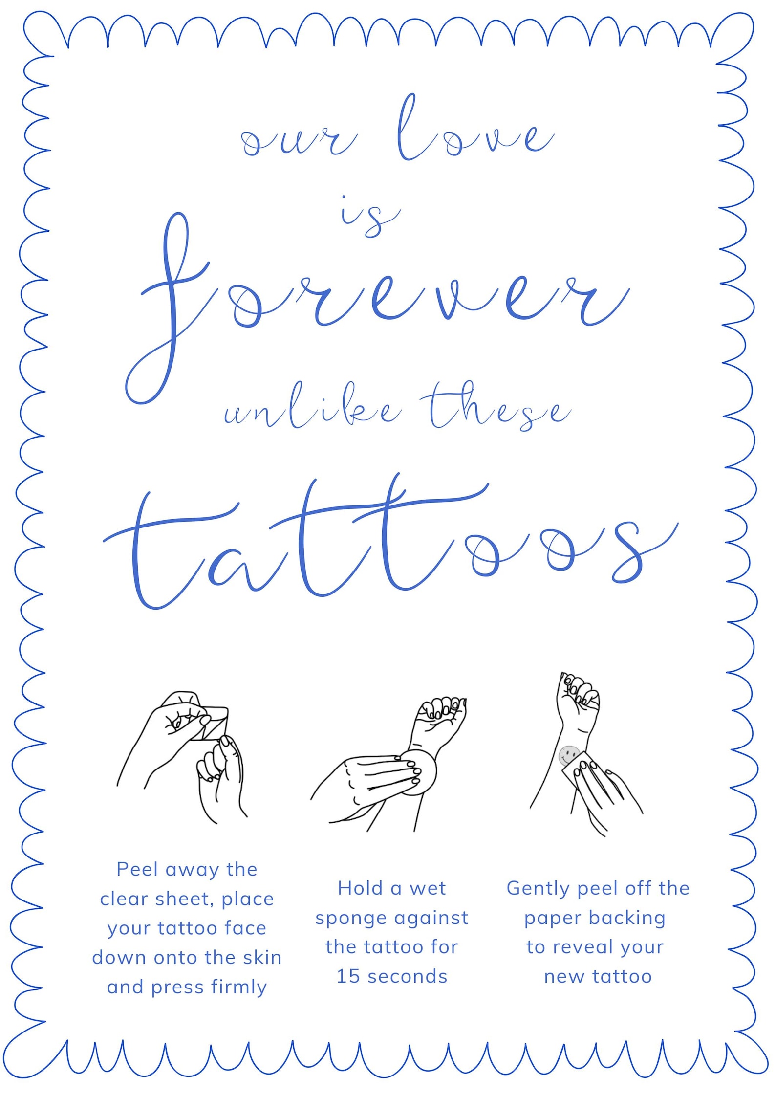 Temporary Tattoo Instructions Wedding Sign | Digital Printable Download ...