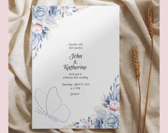 Floral Minimalist Wedding Invitation Template (PDF)