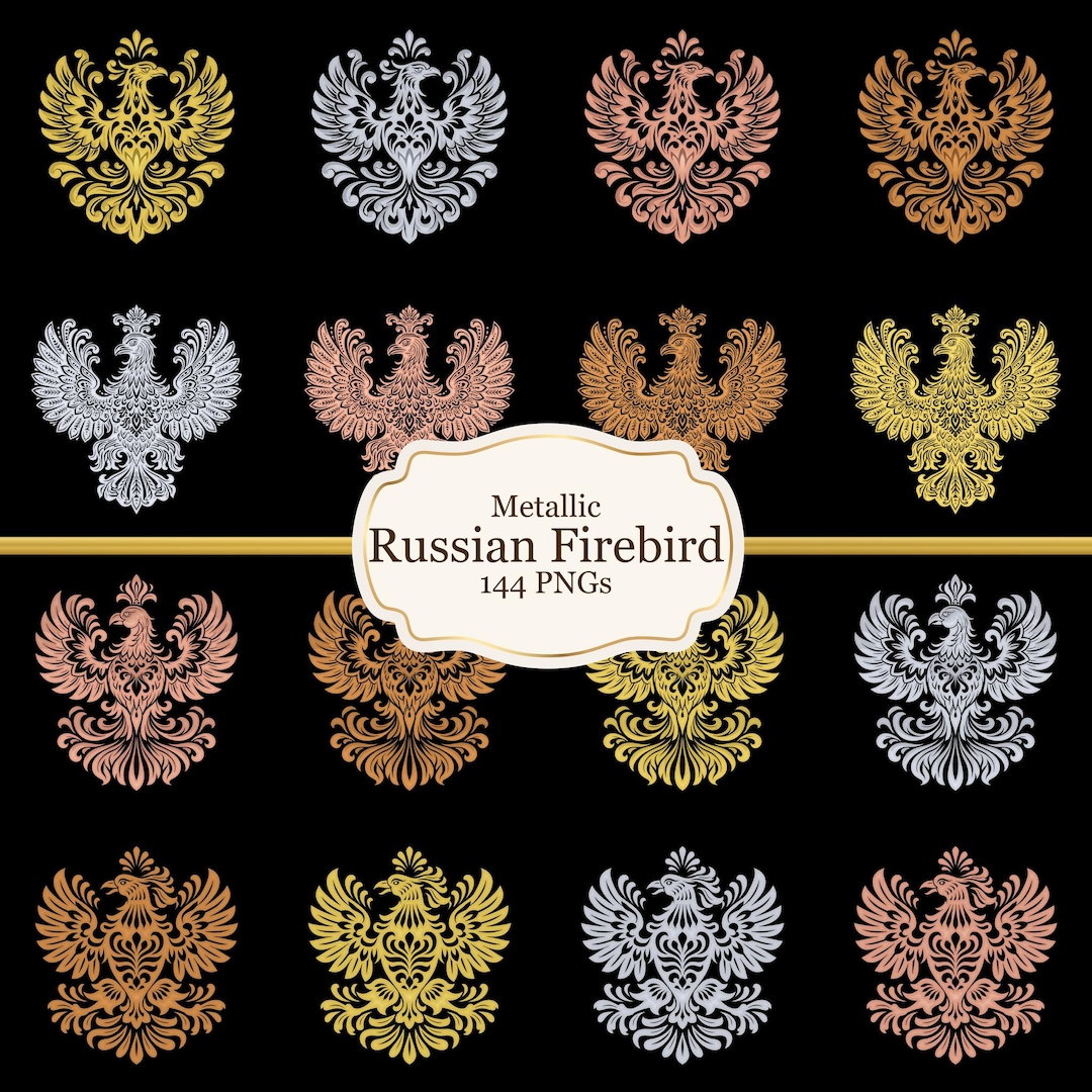 144 Metallic Russian Firebird Icon Transparent PNG Bundle | 6 Color ...