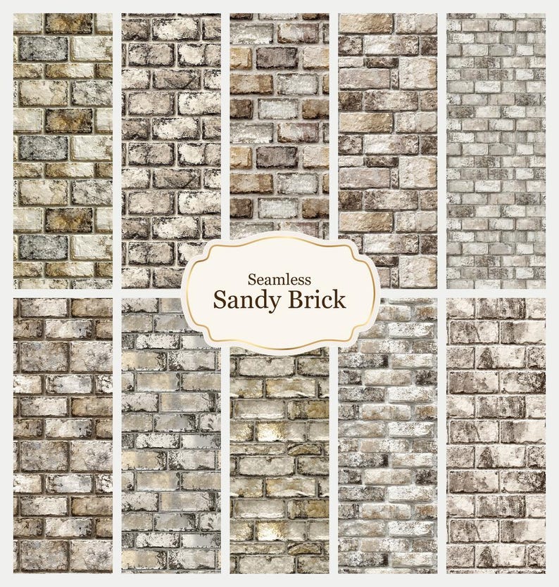 Seamless Sandy Brick Dollhouse Tiles | Worn Desert Miniature Paper (1: ...
