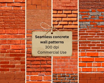 Pacchetto di carta senza cuciture in mattoni di cemento arancione stagionato 12x12 / 1:12 per l'arredamento della casa delle bambole