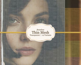 Thin Wire Mesh 72 PNG Bundle | 6 Metallic Colors | Tileable Transparent Seamless | Digital Download