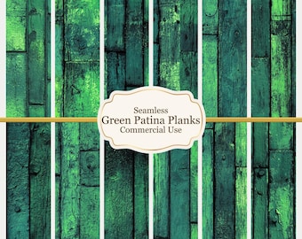 Green Patina Metal Plank Dollhouse Wallpaper | Oxidized Copper Verdigris (Digital Download)