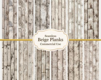 Beige Weathered Planks Dollhouse Wallpaper | Seamless 1:12 Scale Printable (Digital Download)