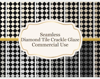 Diamond Tile Crackle Glaze Textures | Seamless Antique Dollhouse Wallpaper (Digital Download)