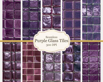 Purple Retro Glass Tiles | Seamless Pattern, Gothic Miniature Floors (Digital Download)