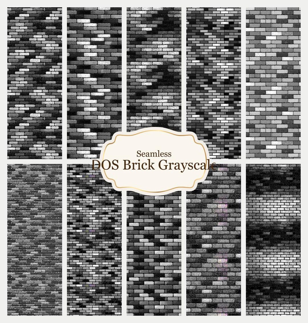 Gray and Black Pixelated DOS Brick Tiles | Retro Brick 1:12 Scale ...