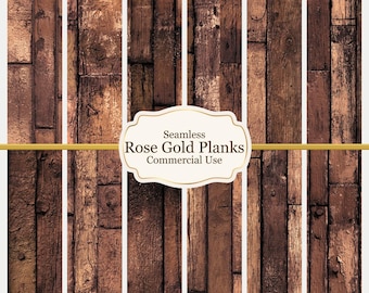 Rose Gold Metallic Wood Planks Wallpaper | Seamless Miniature Dollhouse Texture (1:12 Scale)
