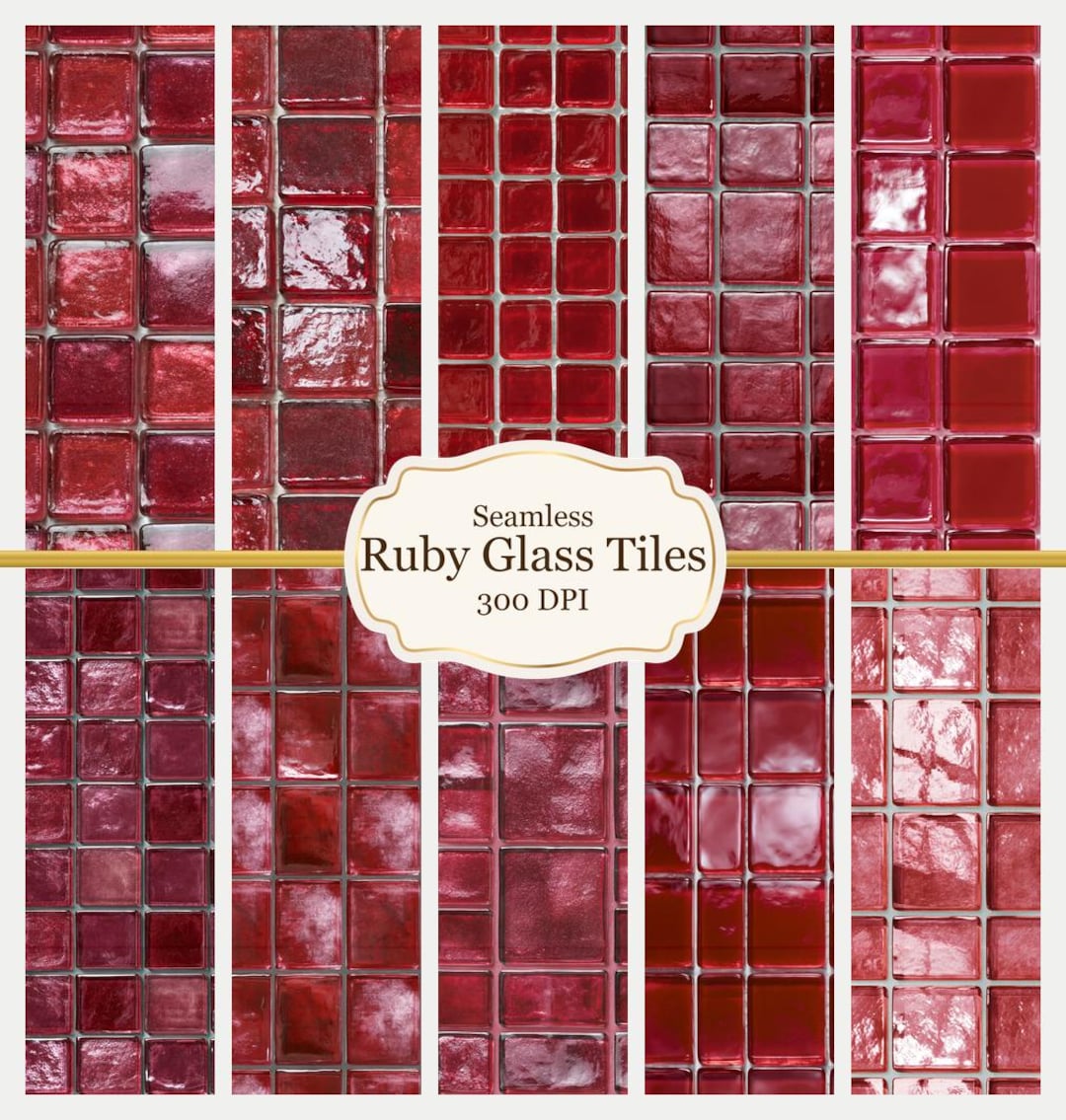 Ruby Tiles Pattern Ruby Red Glass Tiles | Seamless Retro Pattern (digital Download) - Etsy