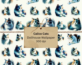 Calico Cats Dollhouse Wallpaper Pattern