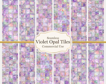 Purple Opal Mosaic Floor Tiles | Seamless Iridescent Shimmer (Digital Download)