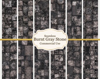 Burnt Gray Stone Tile Wallpaper | Industrial Diorama Texture (Digital Download)