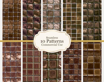 Brown Retro Glass Tiles | Seamless Pattern, 1960s Miniature Floors (Digital Download)