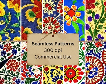 Russian Folk Art Digital Seamless Pattern Bundle | Wallpaper Art Set of 10 Files | 300 DPI Tile Download