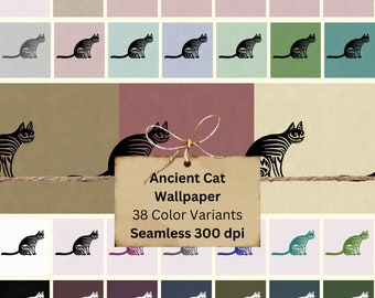 Pacchetto di sfondi per gatti antichi / 30 disegni senza soluzione di continuità / Download di carta digitale per case delle bambole