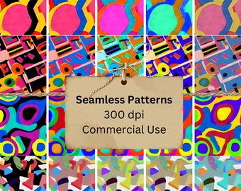 90s Inspired Abstract Seamless Patterns Pack of 20 Digital Wallpaper Designs