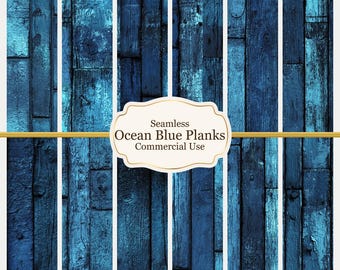 Ocean Blue Metallic Plank Dollhouse Wallpaper | Seamless Miniature Wood Texture (1:12 Scale)