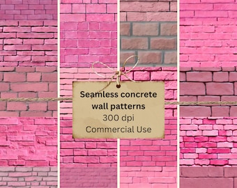 Weathered Pink Concrete Brick Seamless Paper Bundle 12x12 | 1:12 For Dollhouse Decor