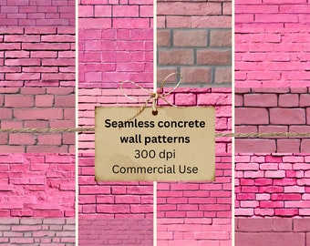 Pacchetto di carta senza cuciture in mattoni di cemento rosa stagionato 12x12 / 1:12 per l'arredamento della casa delle bambole