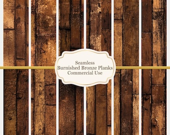 Burnished Bronze Metal Plank Wallpaper | Seamless Metallic Wood Texture (1:12 Scale Download)