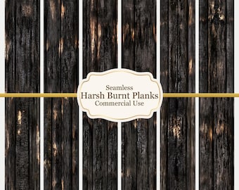Fire Damaged Burnt Plank Dollhouse Wallpaper | High-Contrast Charred Wood (Seamless Download)
