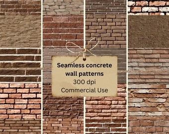 Weathered Brown Concrete Brick Seamless Paper Bundle 12x12 | 1:12 For Dollhouse Decor