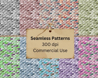 Pacchetto di 10 modelli di carta da parati in mattoni ispirati al DOS / download digitale