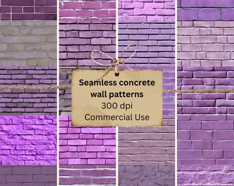 Purple Concrete Brick Seamless Paper Bundle Weathered Look 12x12 | 1:12 For Dollhouse Decor