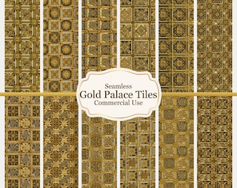Gold Palace Floor Tiles | Ornate Royal Miniature Wallpaper (Digital Download)