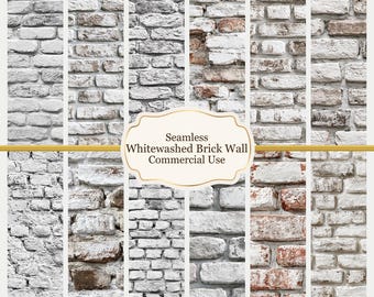 Whitewashed Brick Texture Paper | Seamless Miniature Dollhouse Wallpaper (Digital Download)
