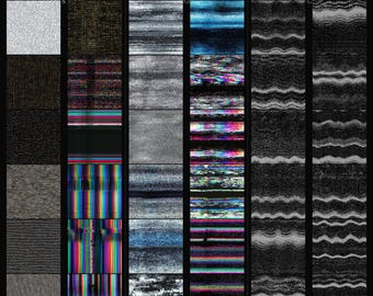 Volledig pakket statische glitchtexturen voor tv | Naadloze ruis, RGB-interferentiepatronen (digitale download)