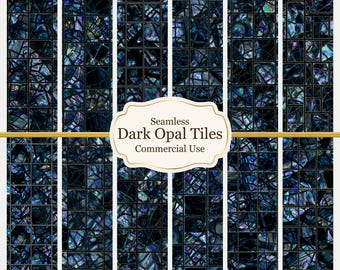 Dark Blue Opal Floor Tiles | Gothic Iridescent Fairycore Dollhouse Wallpaper (Digital Download)