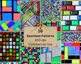 Pacchetto di carta senza giunture con piastrelle RGB a 8 bit / Modelli digitali / Set di sfondi artistici di 18 file / Download di piastrelle a 300 DPI