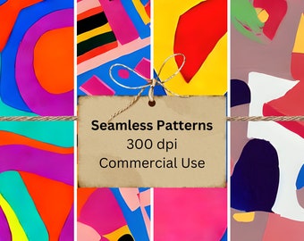 90s Inspired Abstract Seamless Patterns Pack of 4 Digital Wallpaper Designs