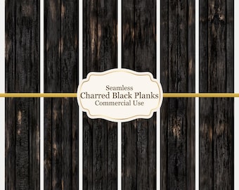 Charred Black Plank Dollhouse Wallpaper | Shou Sugi Ban Texture (Digital Download)