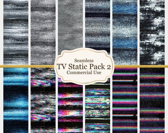 Naadloos statisch tv-achtergrondenpakket | Glitchy miniatuur poppenhuispapier (digitale download)