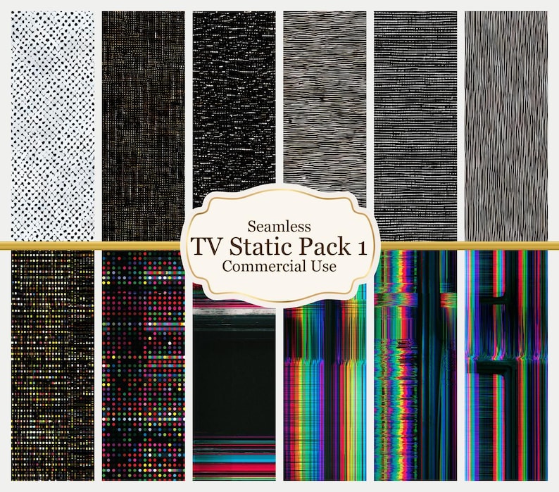 Statisch naadloos tv-patroon | Tegelbare afbeelding retrotelevisie (digitale download) afbeelding 1