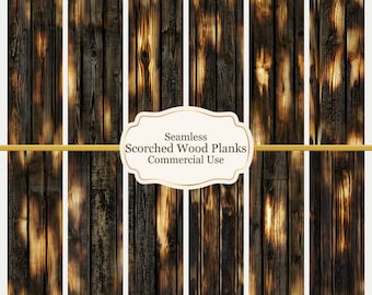 Scorched Wood Plank Dollhouse Wallpaper | Seamless Burnt Timber Miniature Paper (1:12 Scale)
