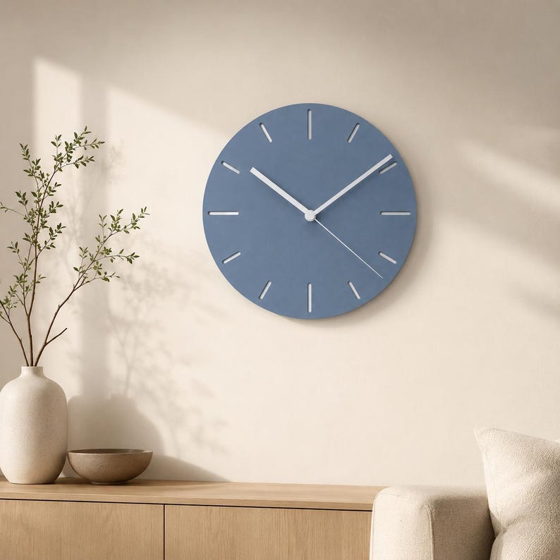 Moderne Wanduhr in Erdtönen LINEA NOVA – Lautlose Designer Uhr für ruhige Wohnräume im Japandi Stil bild 10