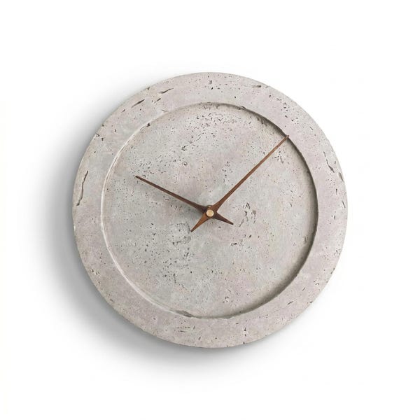 Handmade concrete wall clock "Vitora" with wooden hands | minimalist design | silent clock | industrial style from Cologne