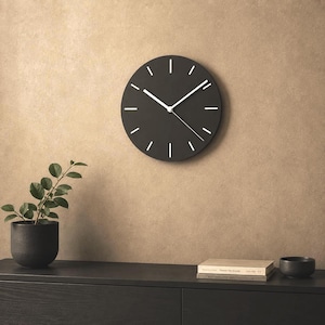 Moderne Wanduhr in Erdtönen LINEA NOVA – Lautlose Designer Uhr für ruhige Wohnräume im Japandi Stil bild 7