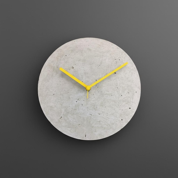 Concrete Wall Clock VIA | Silent Movement | Modern Industrial Design | Minimalist Wall Decor for Living Room, Office & Hallway | Handmade