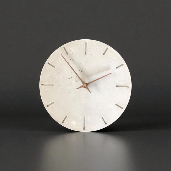 LINEA Concrete Wall Clock – Modern Minimalist Clock | Quiet & Silent Designer Clock | Industrial Style Concrete Clock | Gift Idea