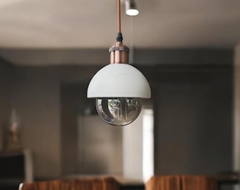 Beton Pendelleuchte | moderne Hängelampe | Beton Lampenschirm | Deckenleuchte | Küchenlampe | Beton Lampe | grau und anthrazit marmoriert