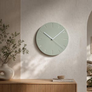 Moderne Wanduhr in Erdtönen LINEA NOVA – Lautlose Designer Uhr für ruhige Wohnräume im Japandi Stil bild 13