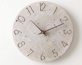 Beton Wanduhr ORA | Industrial Style | Modernes Loft Design | lautloses Uhrwerk | Leise minimalistische Designuhr  | Geschenk zum Einzug