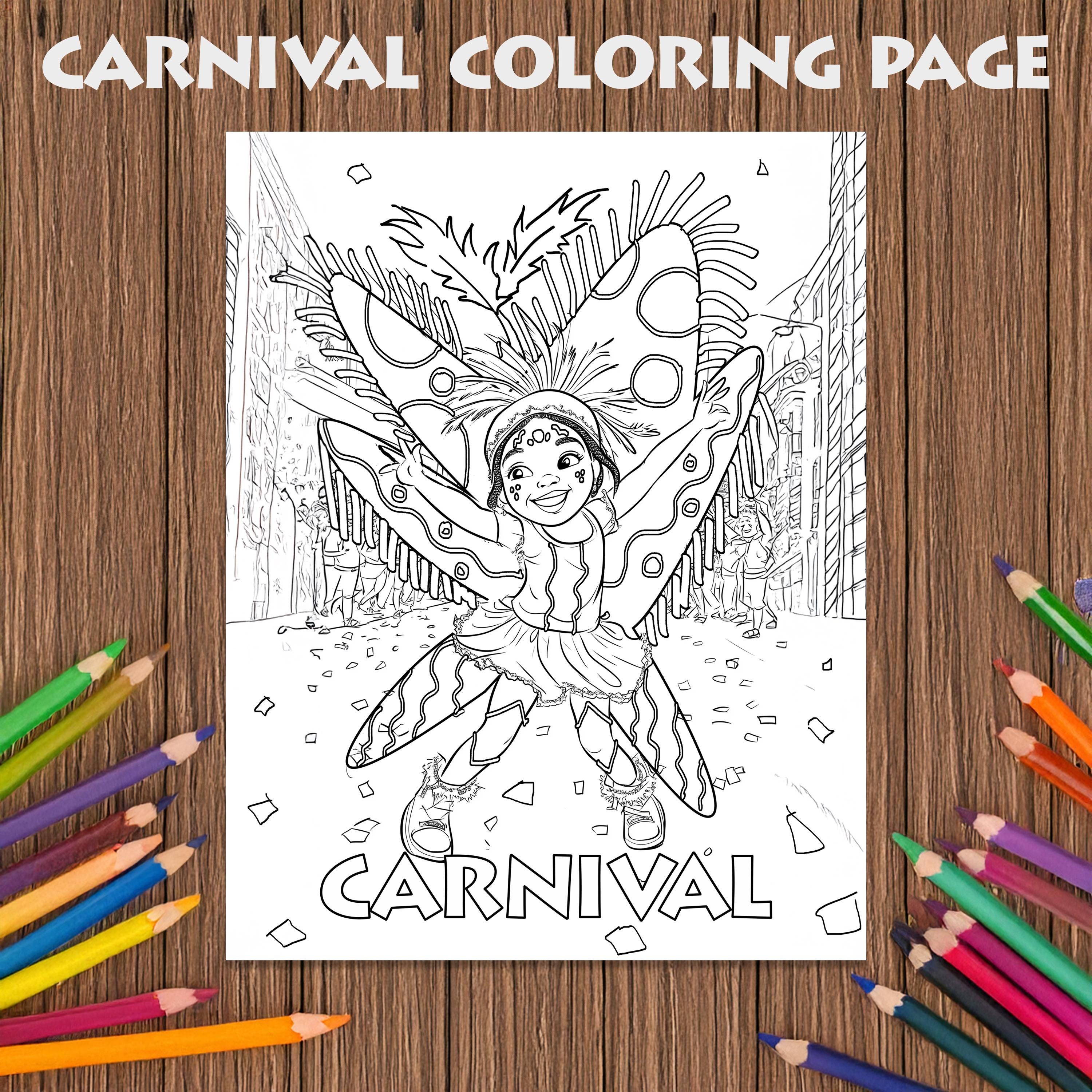 Trinidad Kiddies Carnival - Coloring Page - Digital Download, Printable Caribbean Art